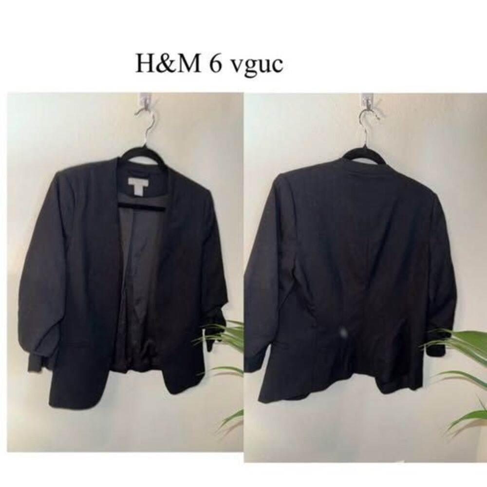 H&M Black Open-Front Suit Jacket